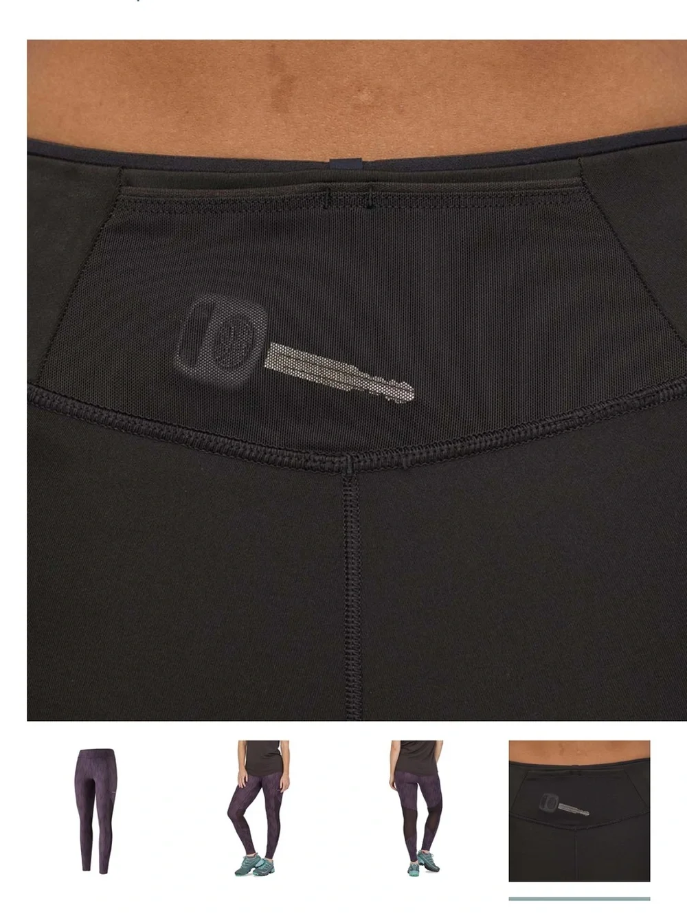Patagonia Endless Run Tights — Purple Piton small with pocket